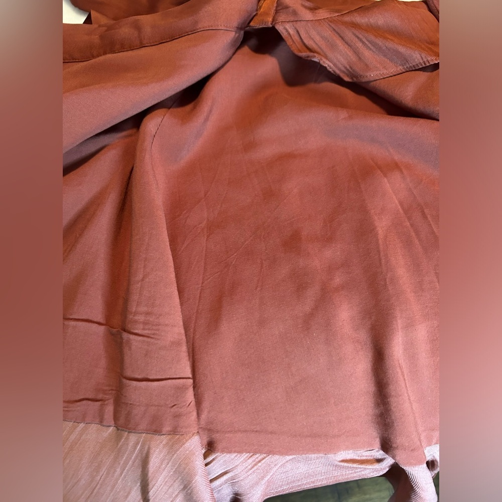Maeve by Anthropologie NWT chocolate wrap skirt with tie and ruffle size S - Picture 10 of 10